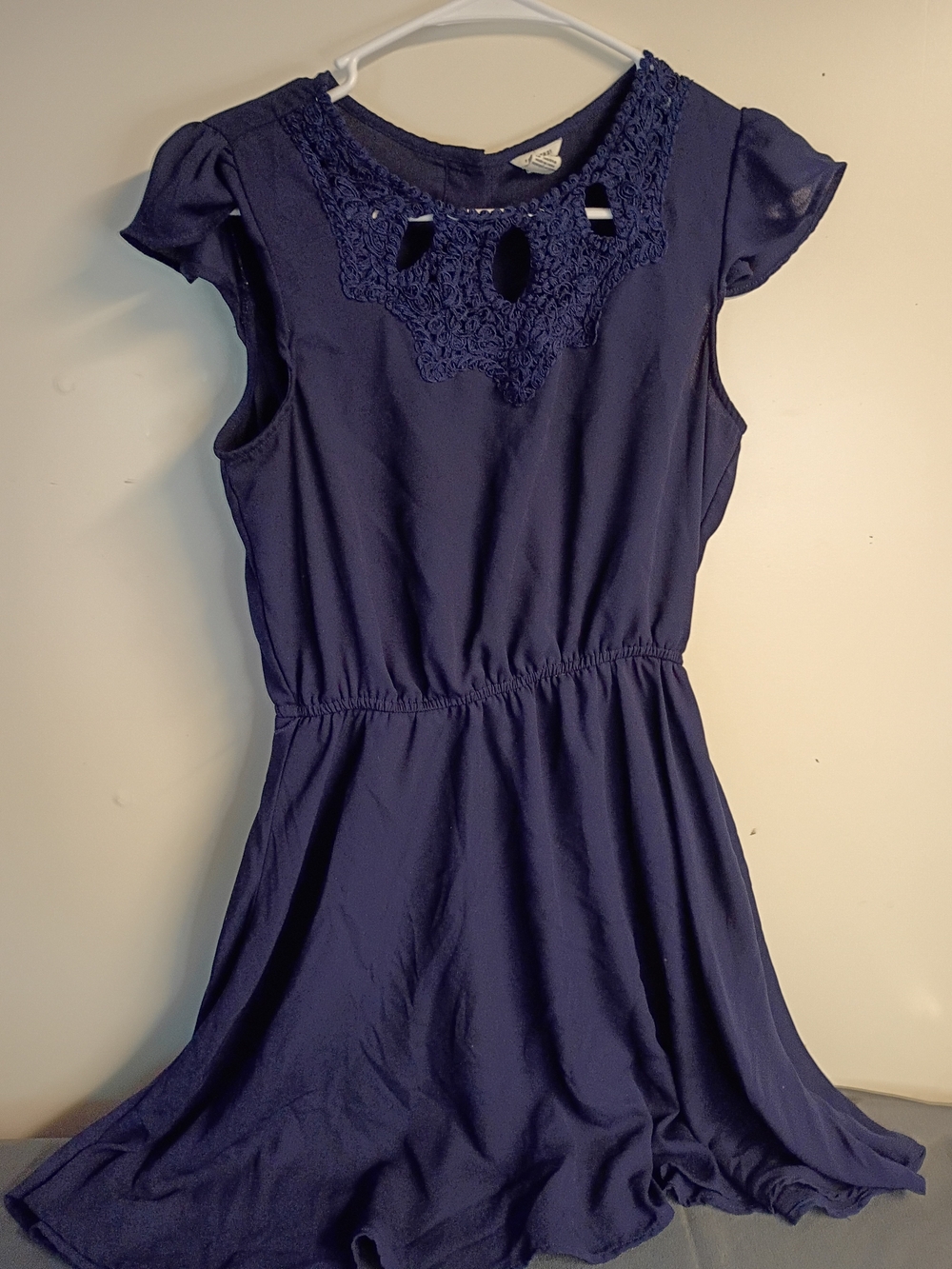 Forever 21 Navy Crochet Yoke Dress